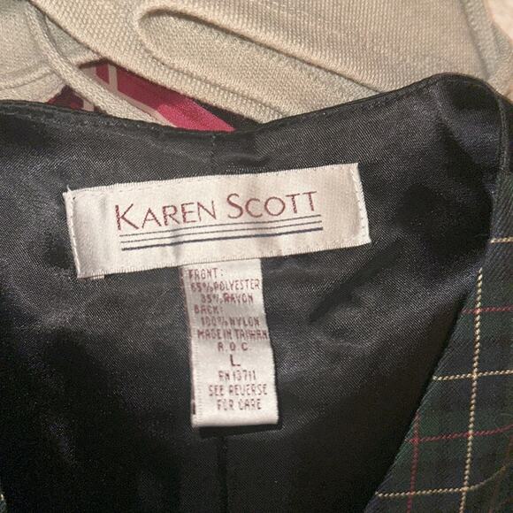 Vintage Karen Scott Green Black Flannel Vest – Cozy Plaid Layer - Picture 6 of 6